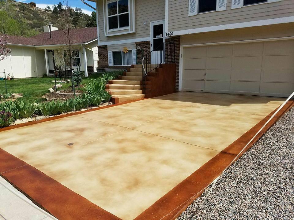 Cream with rust border driveway