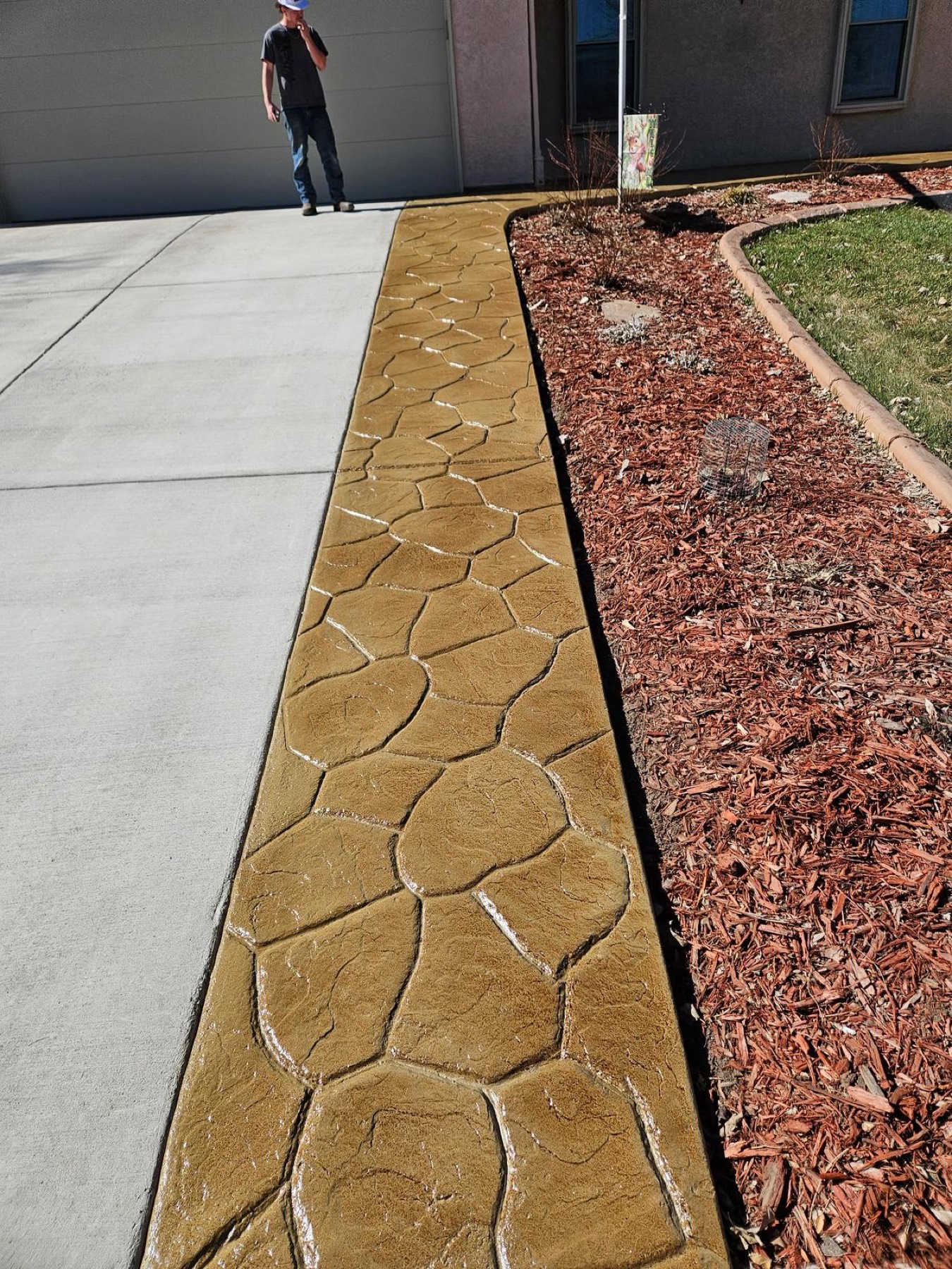Stamped flagstone walkway