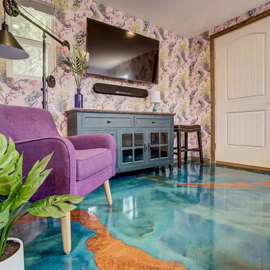 Metallic floor — AirBnB